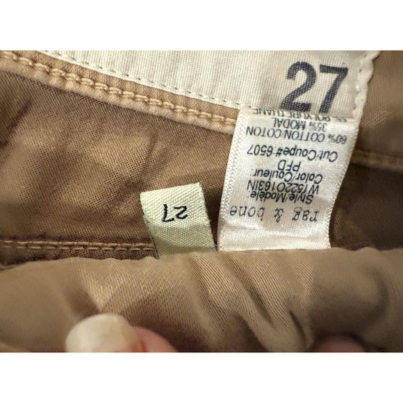 Rag & Bone Jean Pants Womens 27 Khaki Moto Zipper Skinny Ankle Stretch 6507 - Picture 7 of 9